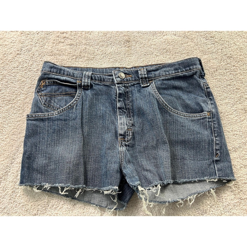 Wrangler Denim Shorts‎ Mens 16 Husky Blue Frayed Cut Off Raw Hem Casual Jean